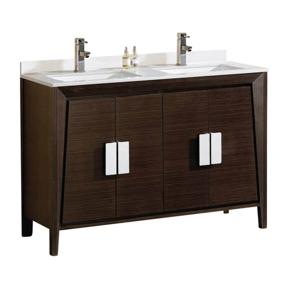 Fine Fixtures Imperial Collection 60" Double Bathroom Vanity Cabinet Set, Ebony wave
