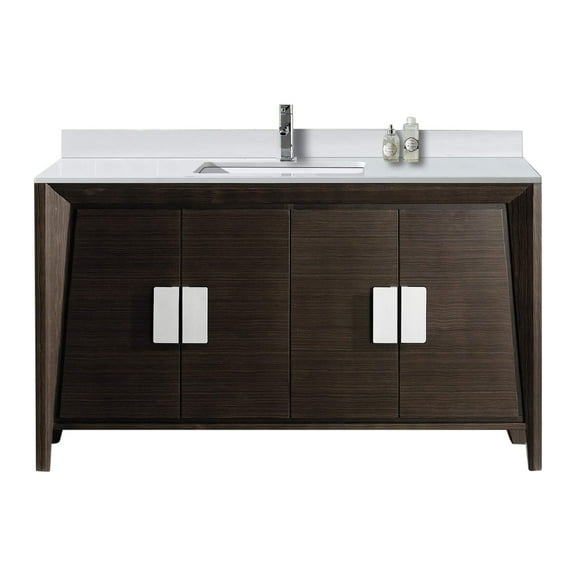 Fine Fixtures Imperial Collection 60" Single Bathroom Vanity Cabinet Set, Ebony wave