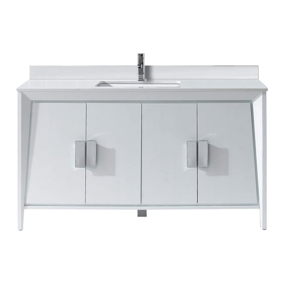 Fine Fixtures Imperial Collection 60" Single Bathroom Vanity Cabinet Set, White Ashtree