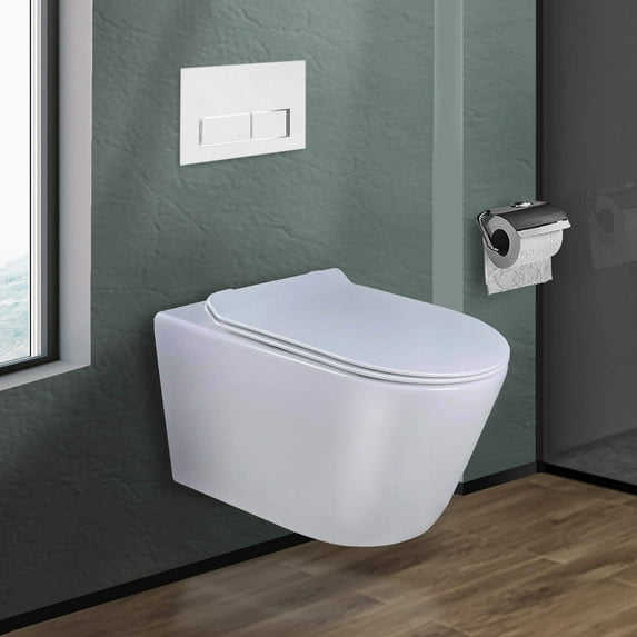Fine Fixtures In-Wall toilet Combo Set - Toilet, Tank (2 x 6 Wall), Carrier System White Bowl White Rectangular - Push Plates (Plastic)