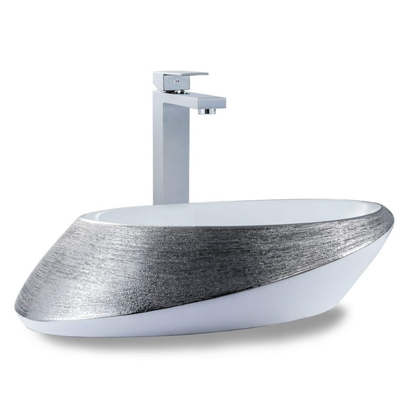 Fine Fixtures  LUXURY VESSEL OVAL 20 X 15 Brushed Silver