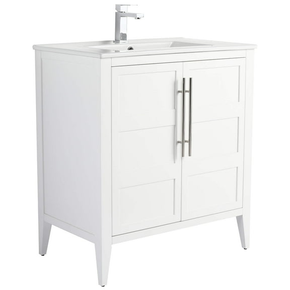 Fine Fixtures Leafside 30 Inch Bathroom Vanity with Sink in Matte White