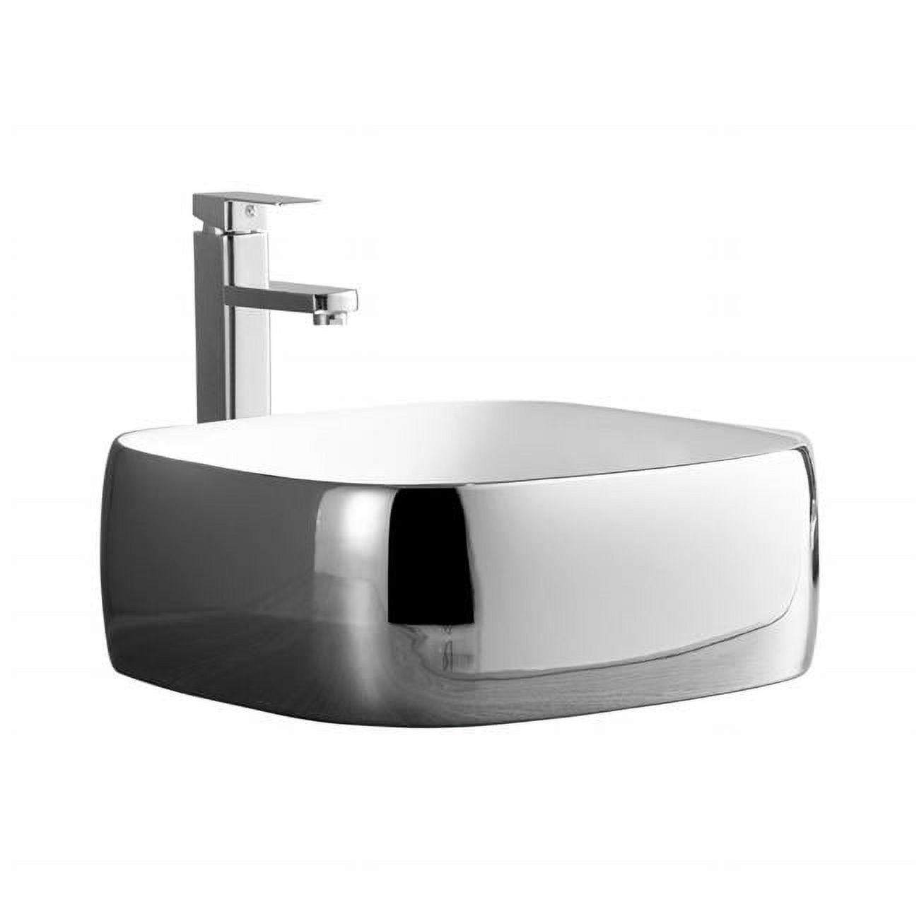 Gold and White Ceramic Square Vessel Bathroom Sink