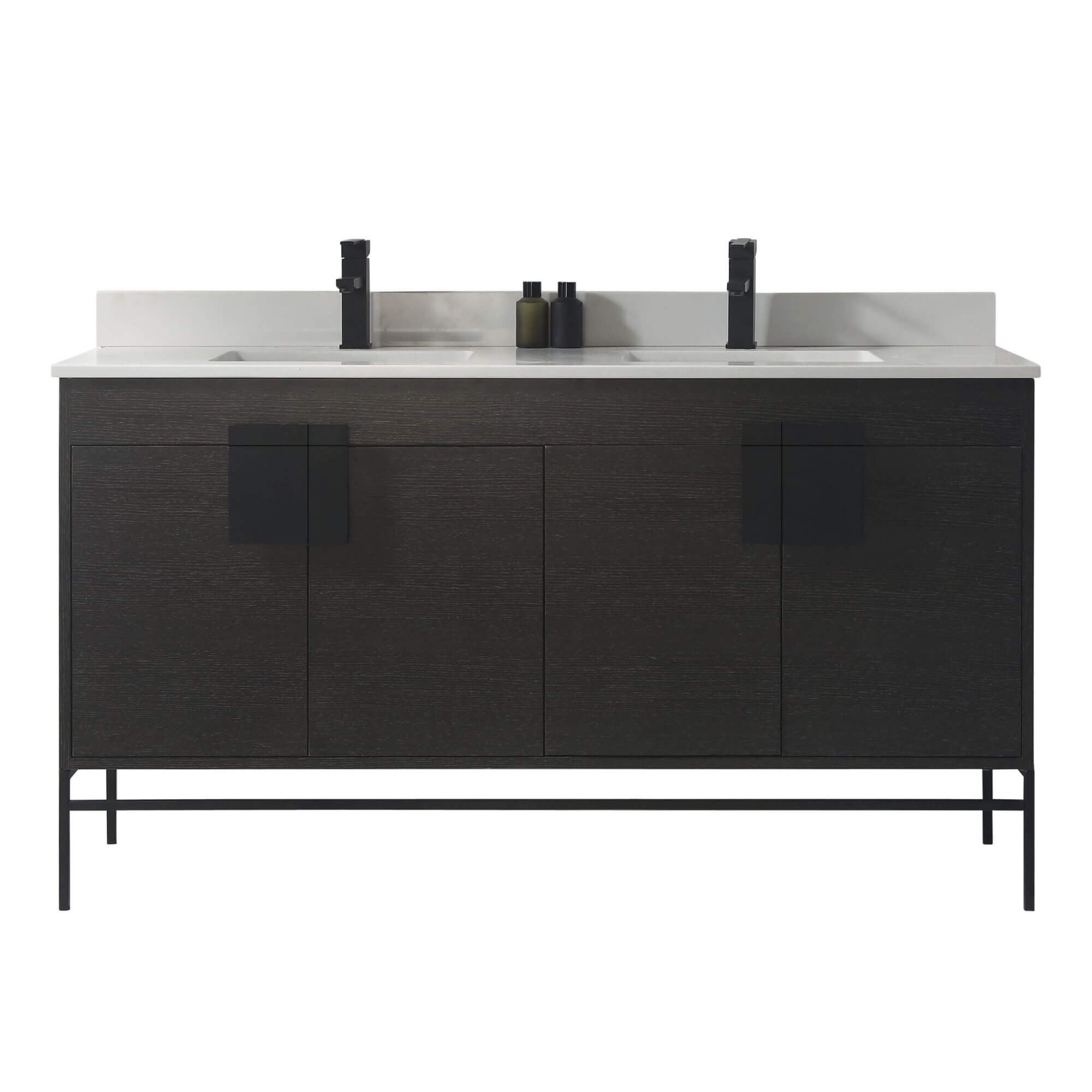 Fine Fixtures - Modern Black 60" Bathroom Vanity Set, Black Matte ...