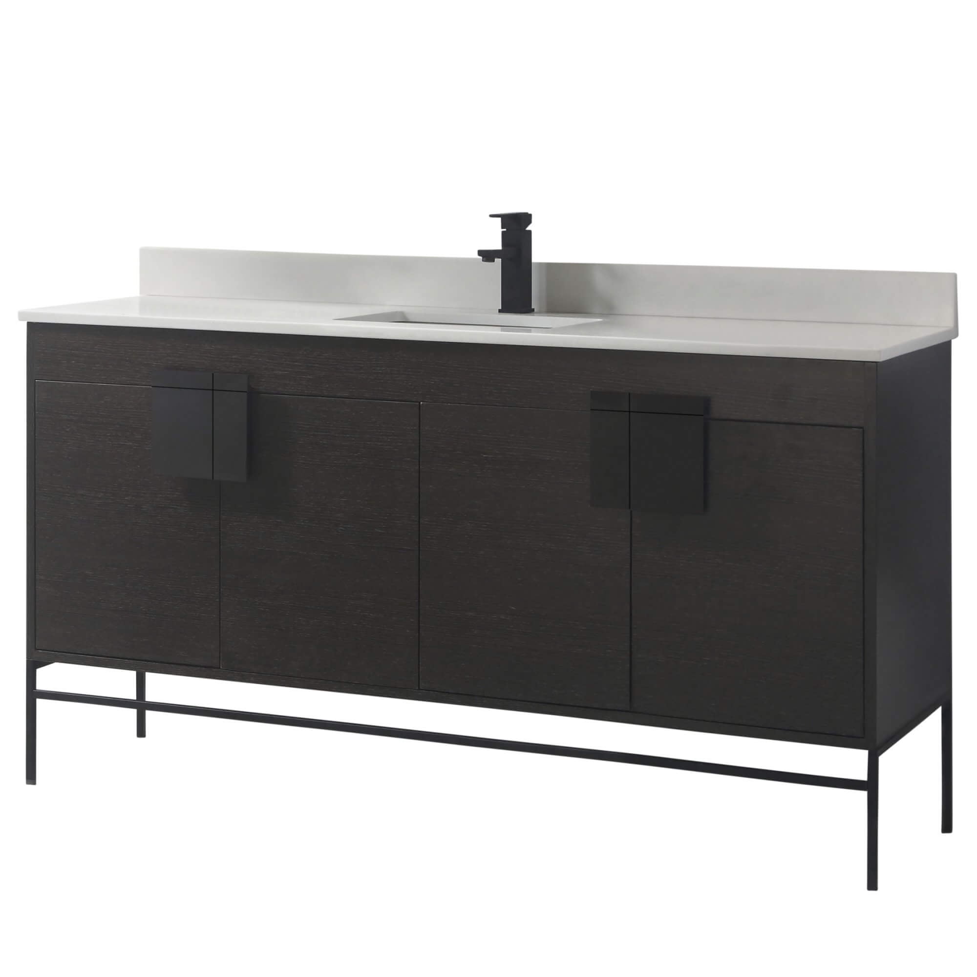 Fine Fixtures - Modern Black 60" Bathroom Vanity Set, Black Matte ...