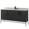 thumbnail image 1 of Fine Fixtures - Modern Black 60" Bathroom Vanity Set, Black Matte Hardware, Phoenix Stone Marble Top, 1 of 2