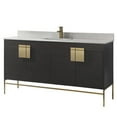 thumbnail image 1 of Fine Fixtures - Modern Black 60" Bathroom Vanity Set, Satin Brass Hardware, Phoenix Stone Marble Top, 1 of 2