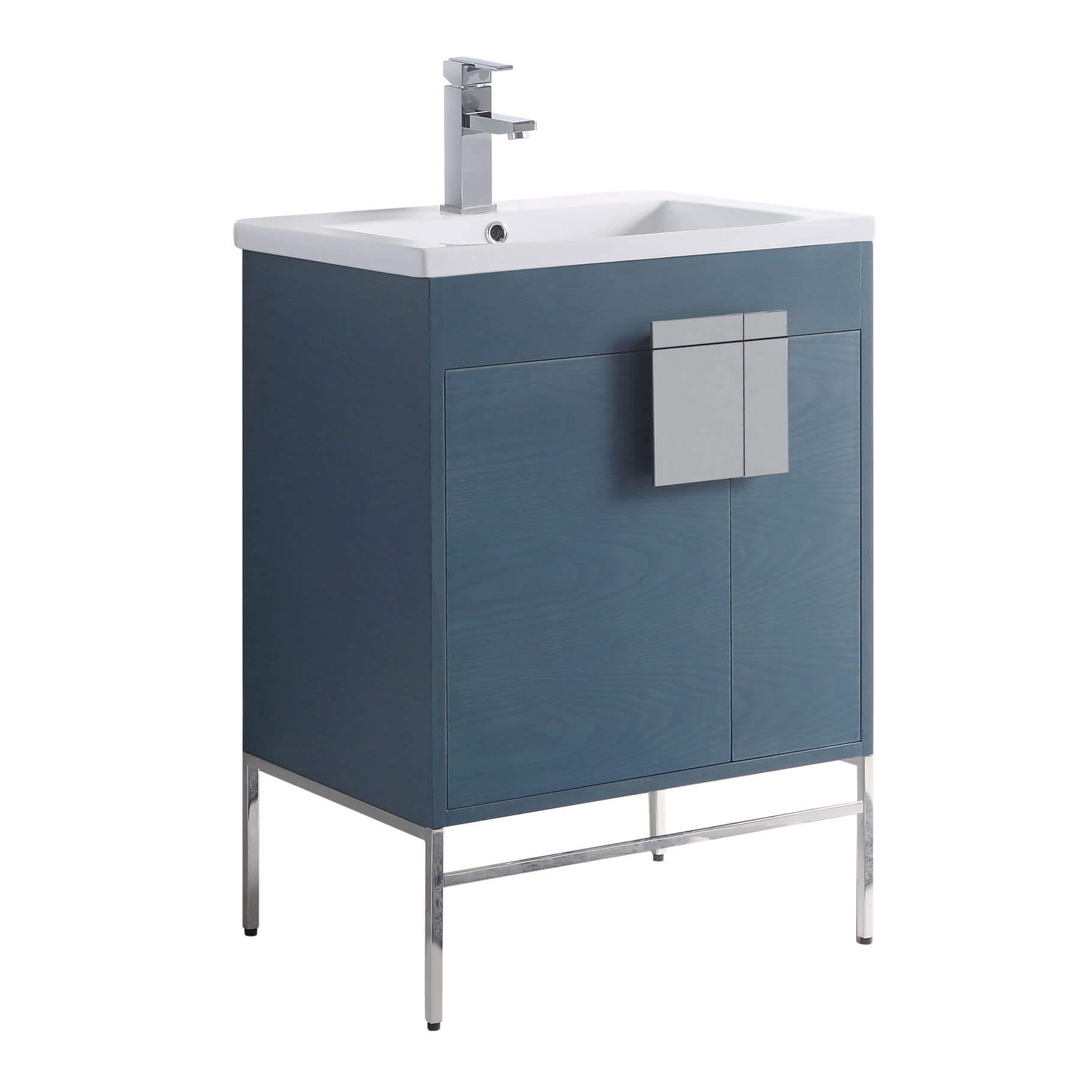 Modern French Blue 24" Bathroom Vanity with Chrome Hardware