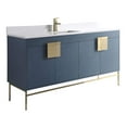 thumbnail image 1 of Fine Fixtures - Modern Blue 60" Bathroom Vanity Set, Satin Brass Hardware, Phoenix Stone Marble Top, 1 of 2