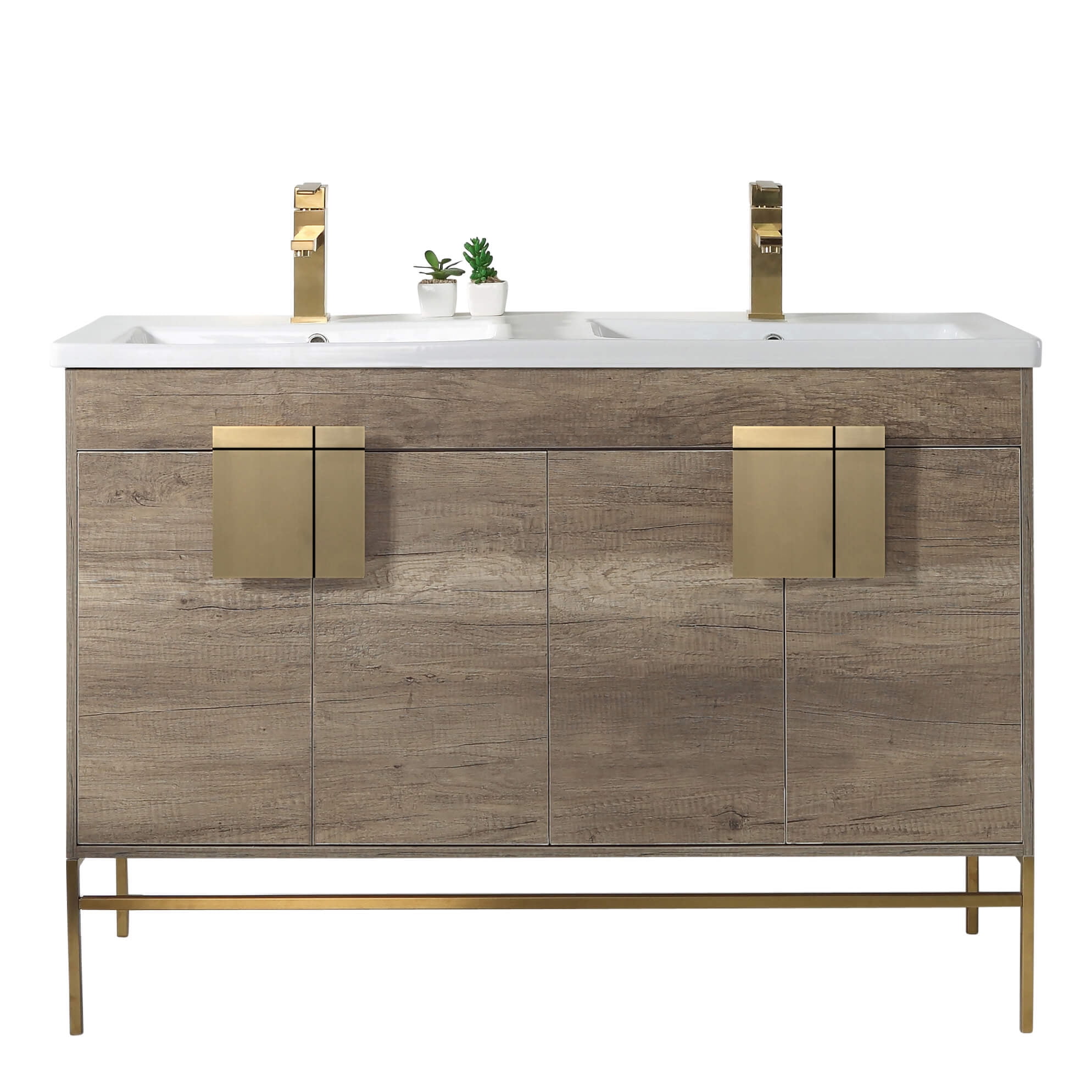Fine Fixtures - Modern Grey 48" Bathroom Vanity Set, Satin Brass ...