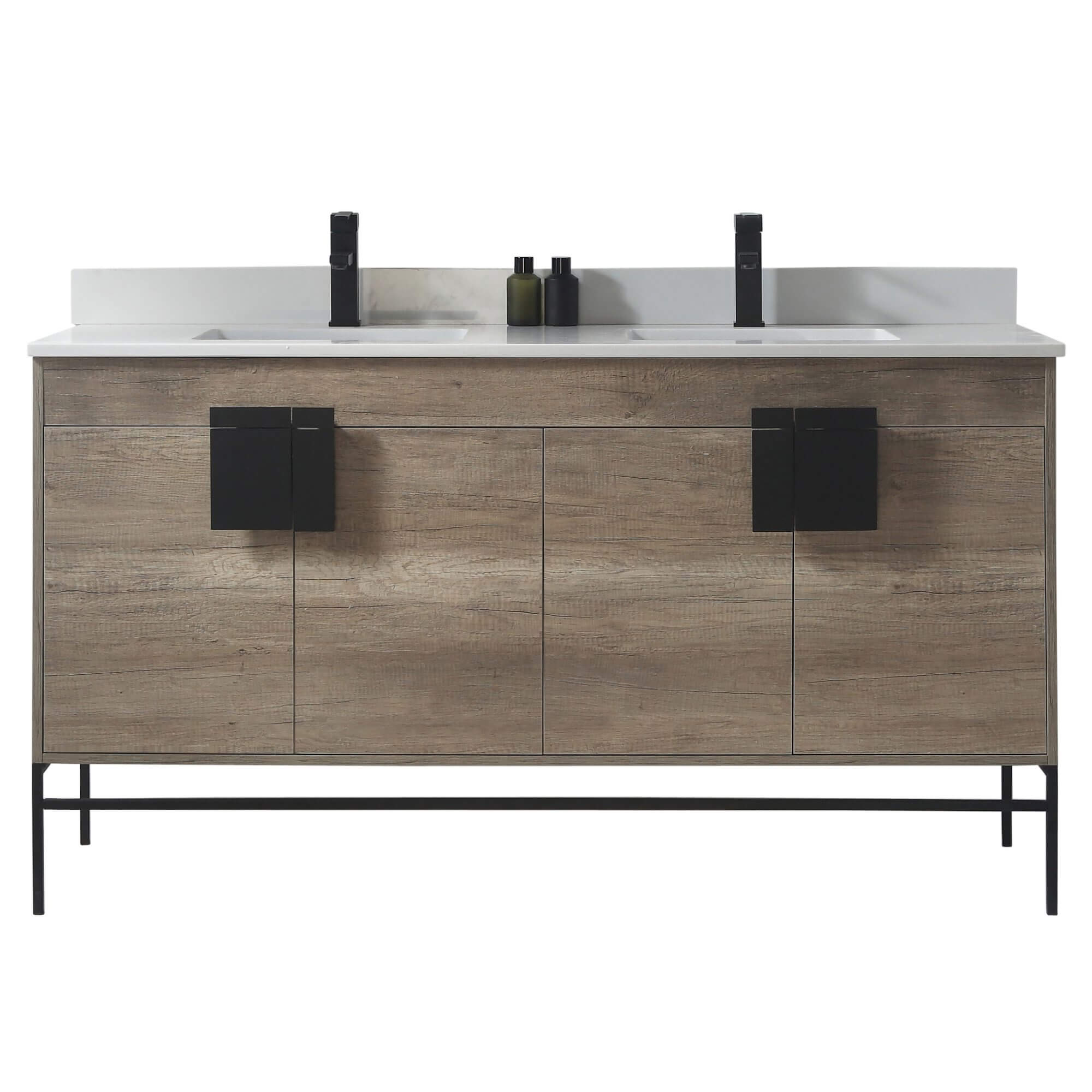 Fine Fixtures - Modern Grey 60" Bathroom Vanity Set, Black Matte ...