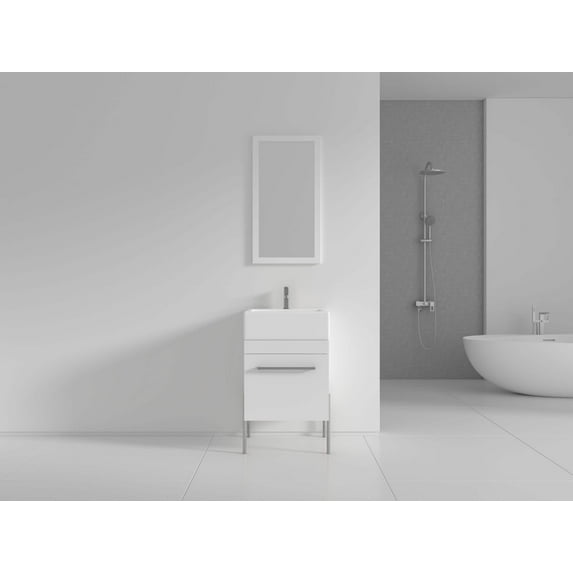 Fine Fixtures - Modern White 20" Bathroom Vanity Set,Chrome Hardware, vitreous China Sink Top
