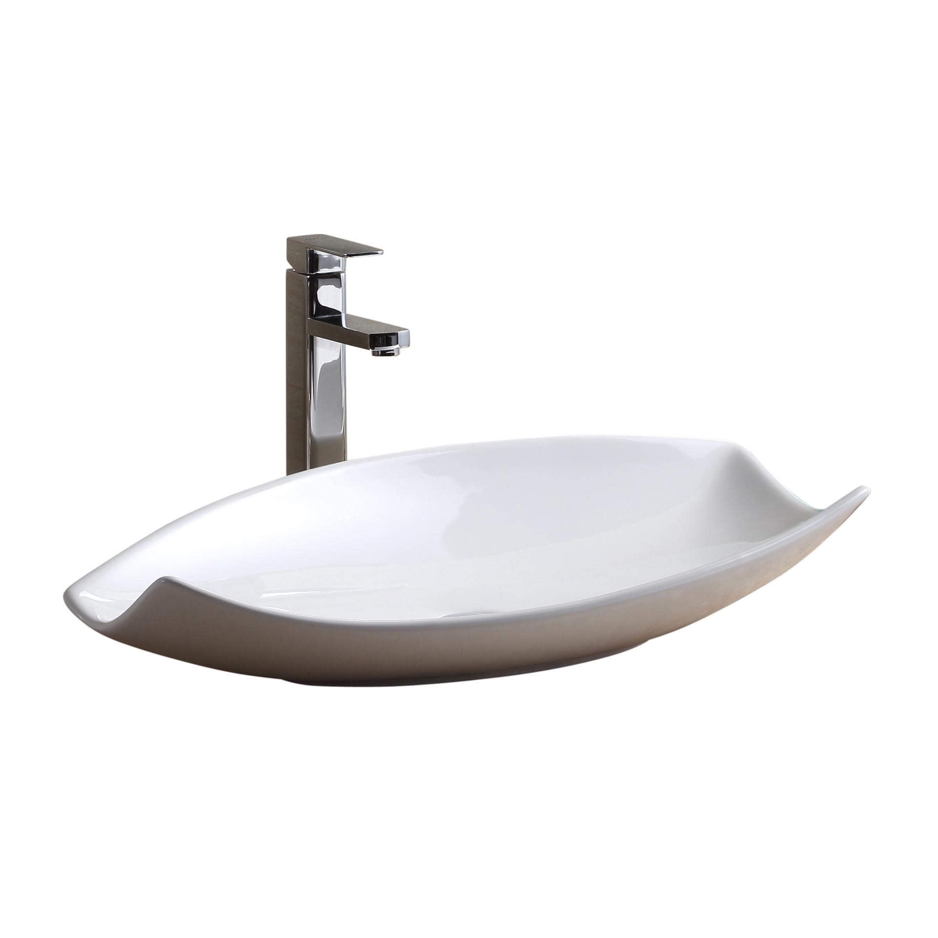Fine Fixtures  Modern White Vitreous China Irregular Vessel Bathroom Sink