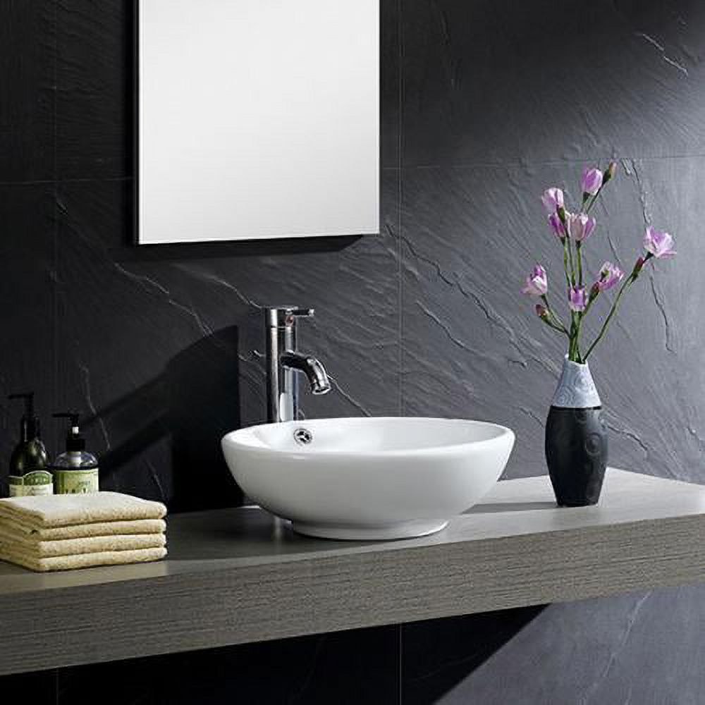 Fine Fixtures  Modern White Vitreous China Round Vessel Sink
