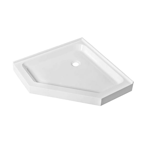 Fine Fixtures Neo Angle Corner Acrylic Shower Base - Non-Slip Textured Surface Shower Floor Pan 32" x 32" in White