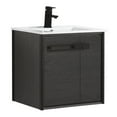 thumbnail image 1 of Fine Fixtures Oakville 24 in. W x 18 in. D x 33 in. H Wall Mounted Bathroom Vanity in Black Coal Oak with White Ceramic Sink - Black hardware, 1 of 8