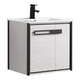 thumbnail image 1 of Fine Fixtures Oakville 24 in. W x 18 in. D x 33 in. H Wall Mounted Bathroom Vanity in Mild Grey Oak with White Ceramic Sink - Black hardware, 1 of 8