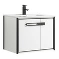 thumbnail image 1 of Fine Fixtures Oakville 30 in. W x 18 in. D x 33 in. H Wall Mounted Bathroom Vanity in Matte White with White Ceramic Sink - Black hardware, 1 of 8