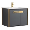 thumbnail image 1 of Fine Fixtures Oakville 30 in. W x 18 in. D x 33 in. H Wall Mounted Bathroom Vanity in Onix Grey with White Ceramic Sink - Satin Brass hardware, 1 of 8
