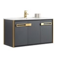 thumbnail image 1 of Fine Fixtures Oakville 42 in. W x 18 in. D x 33 in. H Wall Mounted Bathroom Vanity in Onix Grey with White Ceramic Sink - Satin Brass hardware, 1 of 8