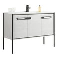 thumbnail image 1 of Fine Fixtures Oakville 48 in. W x 18 in. D x 33 in. H Bathroom Vanity in Mild Grey Oak with White Ceramic Sink - Black hardware, 1 of 6