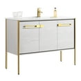 thumbnail image 1 of Fine Fixtures Oakville 48 in. W x 18 in. D x 33 in. H Bathroom Vanity in Mild Grey Oak with White Ceramic Sink - Satin Brass hardware, 1 of 7