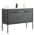 thumbnail image 1 of Fine Fixtures Oakville 48 in. W x 18 in. D x 33 in. H Bathroom Vanity in Onix Grey with White Ceramic Sink - Black hardware, 1 of 5