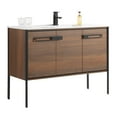 thumbnail image 1 of Fine Fixtures Oakville 48 in. W x 18 in. D x 33 in. H Bathroom Vanity in Walnut Ebony with White Ceramic Sink - Black hardware, 1 of 7