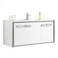 thumbnail image 1 of Fine Fixtures Oakville 48 in. W x 18 in. D x 33 in. H Wall Mounted Bathroom Vanity in Matte White with White Ceramic Sink - Chrome hardware, 1 of 8