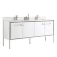 thumbnail image 1 of Fine Fixtures Oakville 72 in. W x 20 in. D x 33 in. H Bathroom Vanity in Matte White with White Ceramic Sink - Chrome hardware, 1 of 8