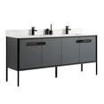 thumbnail image 1 of Fine Fixtures Oakville 72 in. W x 20 in. D x 33 in. H Bathroom Vanity in Onix Grey with White Ceramic Sink - Black hardware, 1 of 8