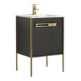 thumbnail image 1 of Fine Fixtures  Oakville Bathroom Vanity  with White Ceramic Sink Black Coal Oak - Satin Brass Hardware 24 Inch, 1 of 8