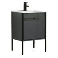 thumbnail image 1 of Fine Fixtures  Oakville Bathroom Vanity  with White Ceramic Sink Onix Grey - Black Hardware 24 Inch, 1 of 8