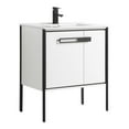 thumbnail image 1 of Fine Fixtures  Oakville Bathroom Vanity  with White Ceramic Sink White Matte - Black Hardware 30 Inch, 1 of 9