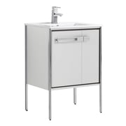 Fine Fixtures Oakville Bathroom Vanity with White Ceramic Sink White Matte - Chrome Hardware 24 Inch