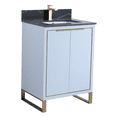 thumbnail image 1 of Fine Fixtures Opulence Collection 24 in. W x 18 in. D x 33 in. H Bathroom Vanity in Pastel Blue with Black Marble Sintered Stone Sink - Satin Brass hardware, 1 of 8