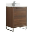 thumbnail image 1 of Fine Fixtures Opulence Collection 24 in. W x 18 in. D x 33 in. H Bathroom Vanity in Walnut Ebony with White Carrara Sintered Stone Sink - Chrome hardware, 1 of 8