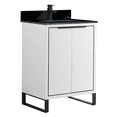thumbnail image 1 of Fine Fixtures Opulence Collection 24 in. W x 18 in. D x 33 in. H Bathroom Vanity in White Matte with Black Marble Sintered Stone Sink - Black hardware, 1 of 8