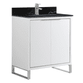 thumbnail image 1 of Fine Fixtures Opulence Collection 30 in. W x 18 in. D x 33 in. H Bathroom Vanity in White Matte with Black Marble Sintered Stone Sink - Chrome hardware, 1 of 8
