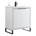 thumbnail image 1 of Fine Fixtures Opulence Collection 30 in. W x 18 in. D x 33 in. H Bathroom Vanity in White Matte with White Ceramic Sink - Black hardware, 1 of 9