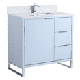 thumbnail image 1 of Fine Fixtures Opulence Collection 36 in. W x 18 in. D x 33 in. H Bathroom Vanity in Pastel Blue with White Carrara Sintered Stone Sink - Chrome hardware, 1 of 8