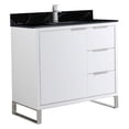 thumbnail image 1 of Fine Fixtures Opulence Collection 36 in. W x 18 in. D x 33 in. H Bathroom Vanity in White Matte with Black Marble Sintered Stone Sink - Chrome hardware, 1 of 7