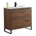 thumbnail image 1 of Fine Fixtures Opulence Collection 36 in. W x 18 in. D x 33 in. H Bathroom Vanity in Walnut Ebony with White Ceramic Sink - Black hardware, 1 of 8