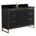 thumbnail image 1 of Fine Fixtures Opulence Collection 48 in. W x 20 in. D x 33 in. H Bathroom Vanity in Black Matte with Black Marble Sintered Stone Sink - Satin Brass hardware, 1 of 7