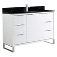thumbnail image 1 of Fine Fixtures Opulence Collection 48 in. W x 20 in. D x 33 in. H Bathroom Vanity in White Matte with Black Marble Sintered Stone Sink - Chrome hardware, 1 of 7