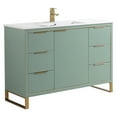 thumbnail image 1 of Fine Fixtures Opulence Collection 48 in. W x 20 in. D x 33 in. H Bathroom Vanity in Mint Green with White Ceramic Sink - Satin Brass hardware, 1 of 7