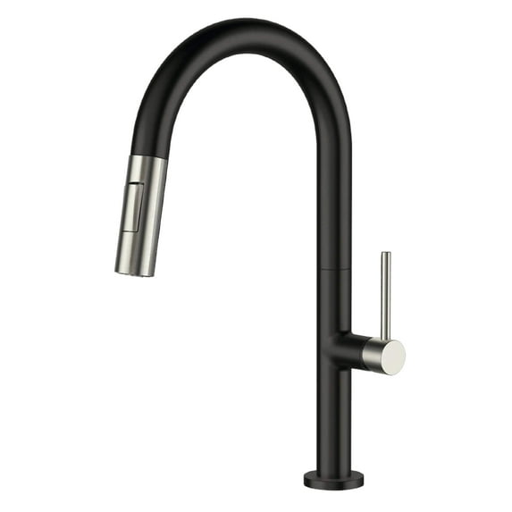 Fine Fixtures Pull Down Single Handle Kitchen Faucet Black And Satin Nickel