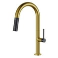 thumbnail image 1 of Fine Fixtures Pull Down Single Handle Kitchen Faucet Satin Brass And Gun Black, 1 of 6
