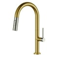 thumbnail image 1 of Fine Fixtures Pull Down Single Handle Kitchen Faucet Satin Brass And Red, 1 of 6