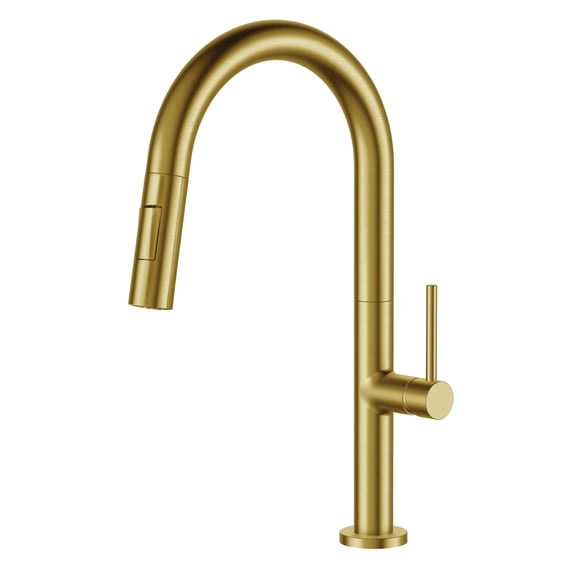Fine Fixtures Pull Down Single Handle Kitchen Faucet Satin Brass